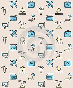 Holidays and travel icons set.