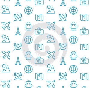 Holidays and travel icons set.