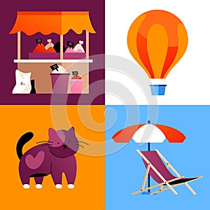 Holidays in Turkey - set of flat design style illustrations