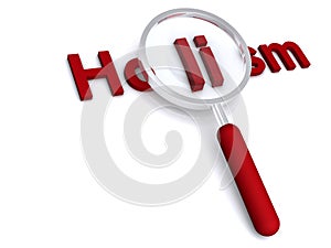Holism with magnifying glass photo