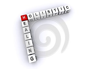 Holistic Healing word block on white