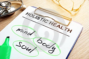 Holistic health and words mind, body and soul. photo