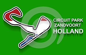 Holland grand prix race track for Formula 1 or F1 with flag. Detailed racetrack or national circuit