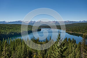 Holland Lake and Falls trail in Flathead National Forest, Montana. USA.