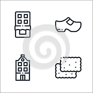 Holland line icons. linear set. quality vector line set such as speculoos, holland, clogs