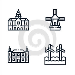 holland line icons. linear set. quality vector line set such as wind farm, ba, windmill