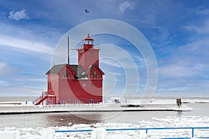 Holland Michigan Lighthouse In Winter