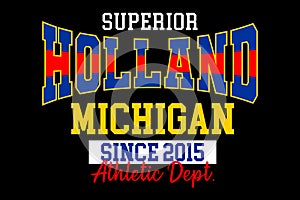 Holland Michigan superior vintage design typography printed t shirt vector illustration