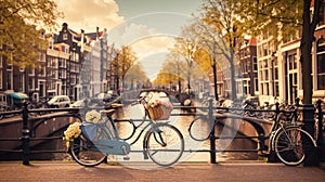 Amsterdam. Romantic canal, bike