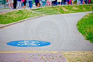 Holland, road for bicycles and associated symbol (shallow DOF)
