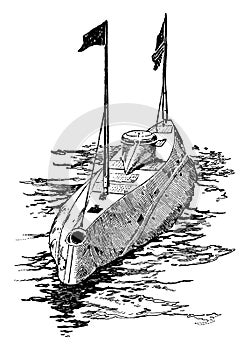 The Holland Submarine Torpedo Boat, vintage illustration