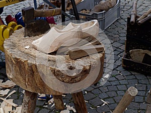 Holland traditional wooden footwear - handmade wooden shoes