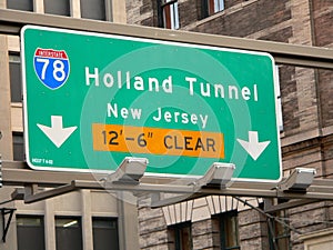 Holland Tunnel Street Sign in Manhattan, New York City