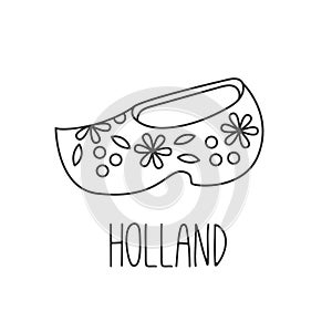 Holland wooden shoe clog clomp vector icon