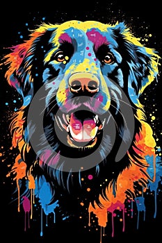 Hollandse Herder dog painted with different colors. Beautiful illustration picture. Generative AI
