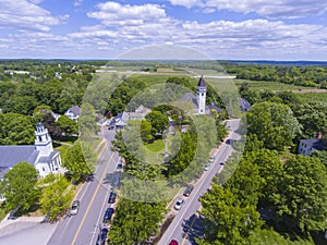 Hollis town center aerial view, NH, USA photo