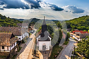 Holloko, Hungary - Aerial view of the traditional village centre of Holloko Raven-stone, an UNESCO site in Hungary