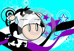 Hollow little big head cow expression background