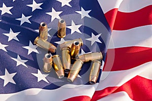 Hollow point bullets on an American flag