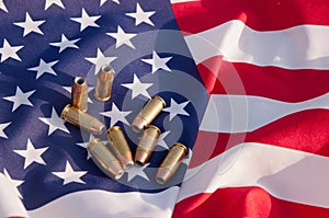 Hollow point bullets on an American flag