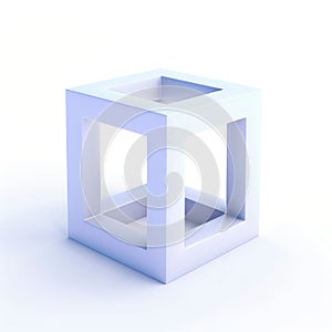 Abstract 3D Cube: Empty Geometric Shape, Light Purple
