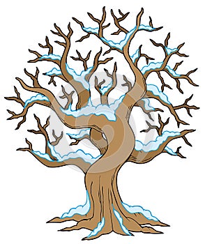 Hollow tree with snow