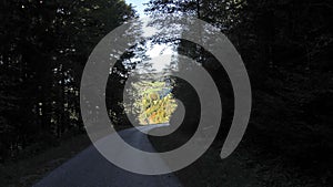 A hollow way or defile in road traffic