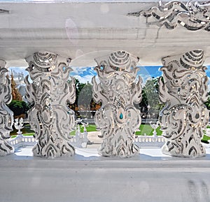 Hollowed hand-carved decorative railing of Wat Rong Khun Chiang Rai