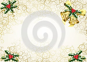 Holly and bells christmas background