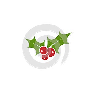 Holly berry flat icon. Christmas symbol vector illustration