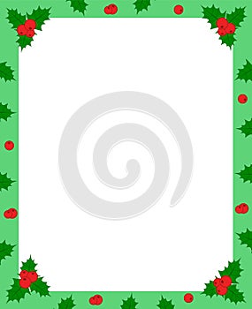 Holly berry green christmas frame border for greeting card photo