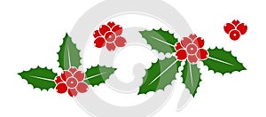 Holly berry logo. Isolated holly berry on white background. Christmas