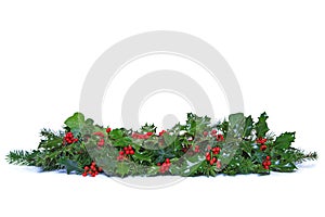 Holly and Ivy Christmas garland isolated.