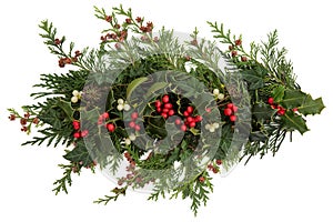 Holly, Ivy, Mistletoe and Cedar Leaves