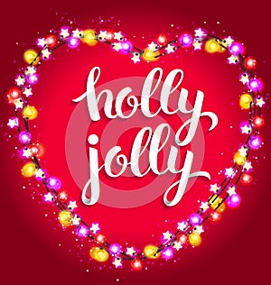 Holly jolly bright composition with garland