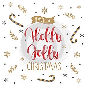 Holly Jolly Christmas gift cards with lettering and hand-drawn elements