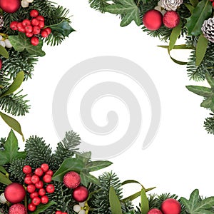 Holly and Red Bauble Border