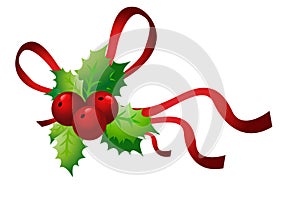 Holly sprig on white background vector