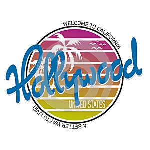 Hollywood, california linear emblem design for t shirts and stickers photo