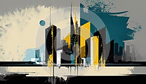 Hollywood city abstract minimal yellow ai generated high quality illustration