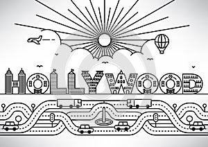 Hollywood City Typography Design with Building Letters