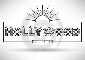 Hollywood City Typography Design with Building Letters