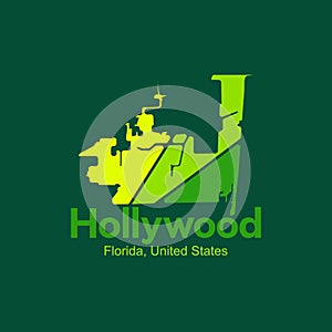 Hollywood Florida City Map Geometric Illustration Design