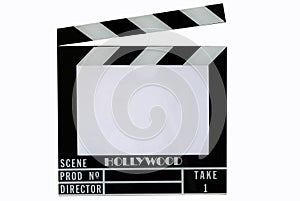 A Hollywood movie clapper board (Clap slate)