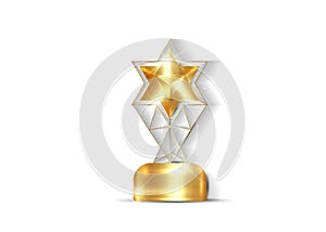 HOLLYWOOD Oscars Movie PARTY Gold STAR AWARD Statue Prize Giving Ceremony. Golden stars prize icon concept, Silhouette statue icon