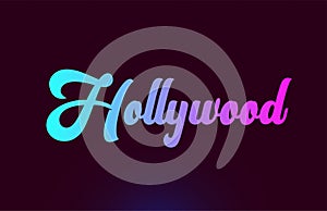 Hollywood pink word text logo icon design for typography