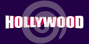 Hollywood pop word calligraphy in bold lettering isolated on background. Word typography design.