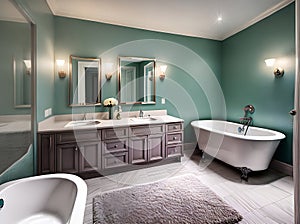 Hollywood regency bathroom interior design.