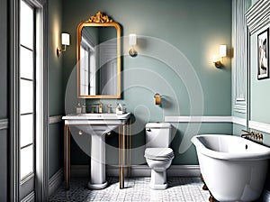 Hollywood regency bathroom interior design.