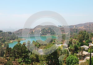 Hollywood Reservoir. Los Angeles view